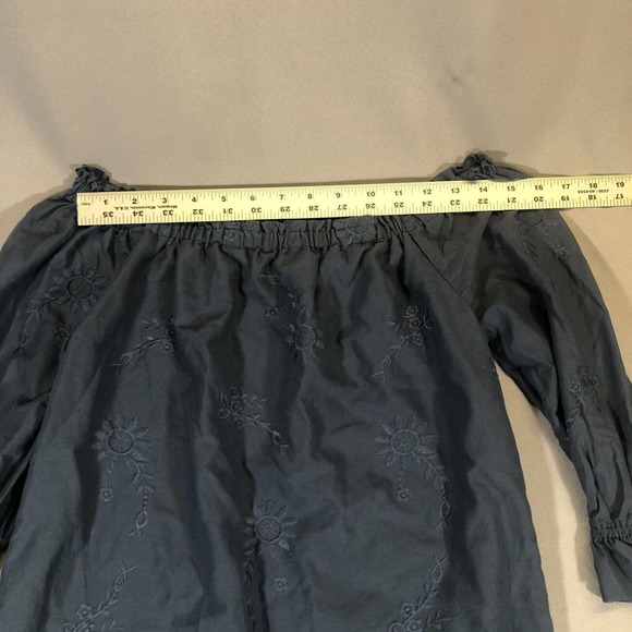 Abercrombie & Fitch Dress Womens XS Off Shoulder Blue Floral Boho Embroidery - Picture 8 of 11